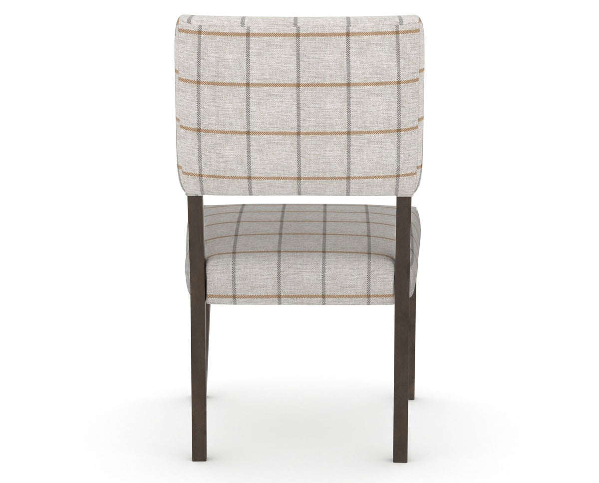 Canadel Upholstered Dining Chair 5051 in OZ Fabric and 29 Hazelnut Washed, back view