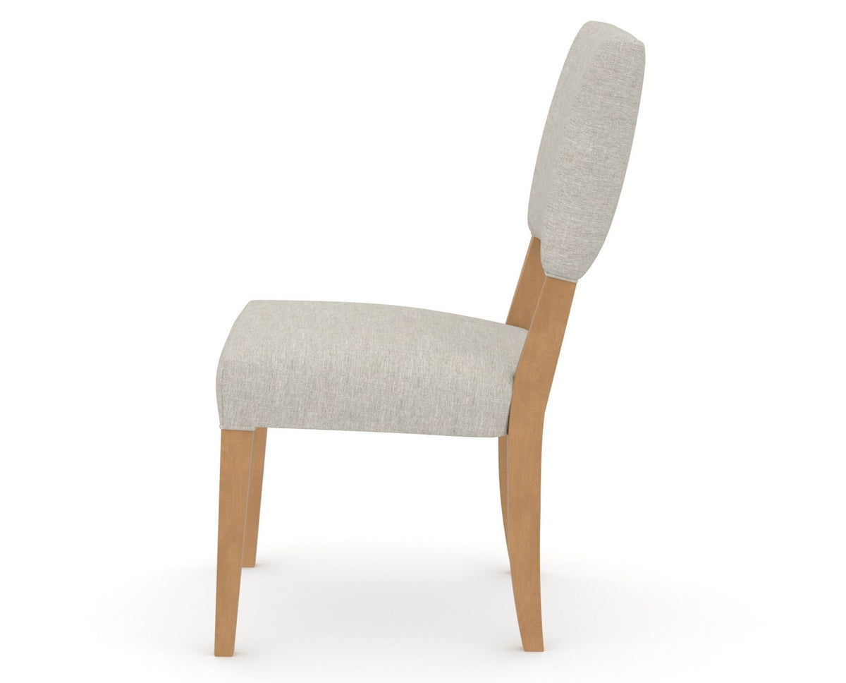 Canadel Upholstered Dining Chair 5051 in TB Fabric and 20 Caramel Washed, side view