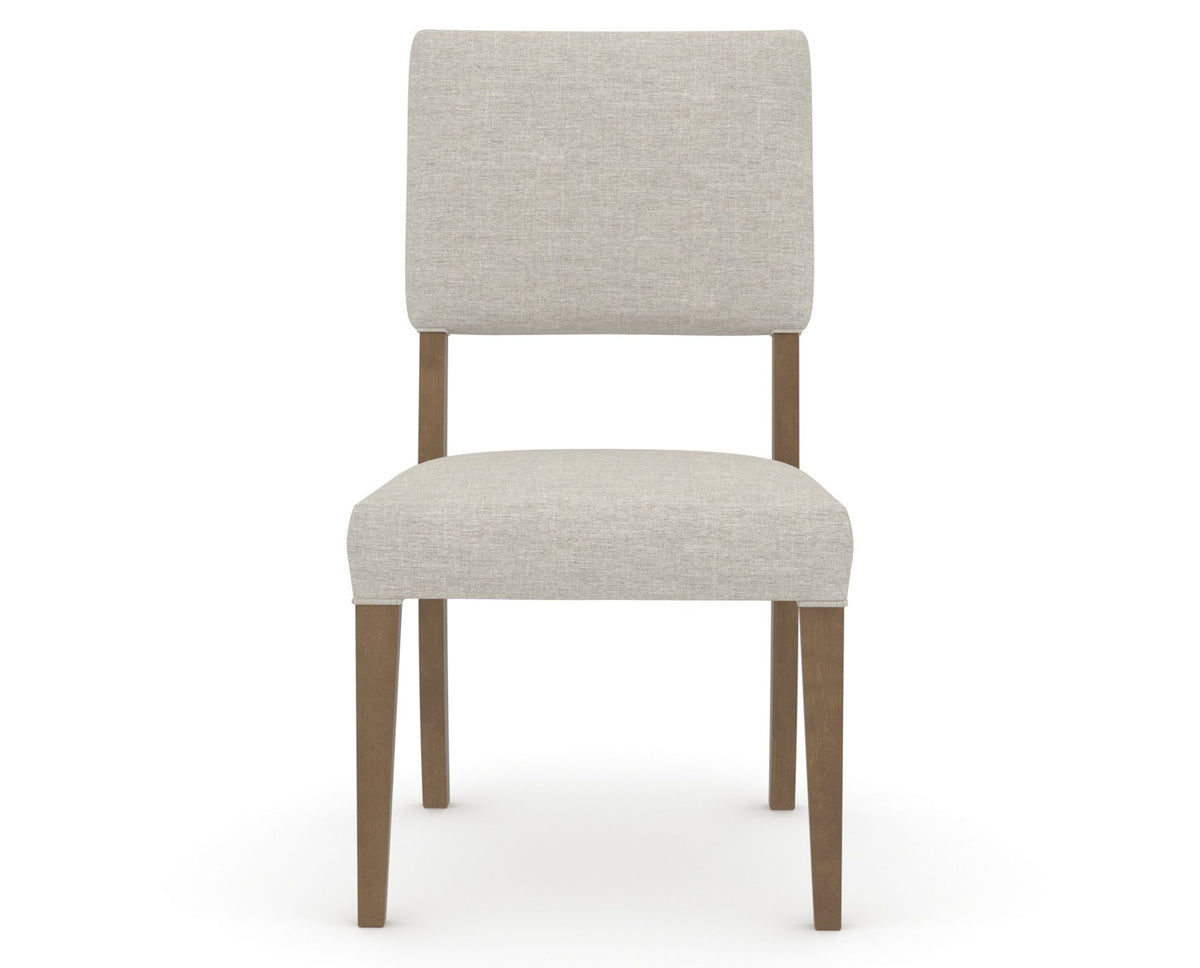 Canadel Upholstered Dining Chair 5051 in TB Fabric and 25 Pecan Washed, front view