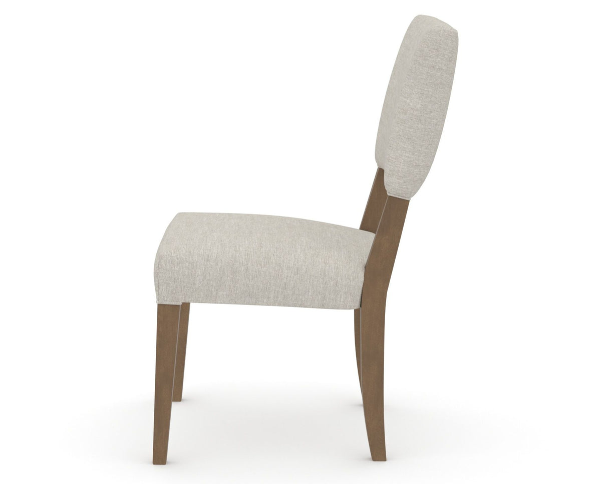 Canadel Upholstered Dining Chair 5051 in TB Fabric and 25 Pecan Washed, side view