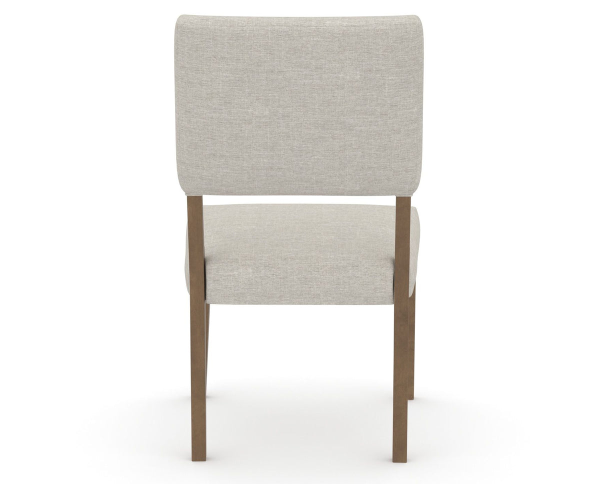 Canadel Upholstered Dining Chair 5051 in TB Fabric and 25 Pecan Washed, back view