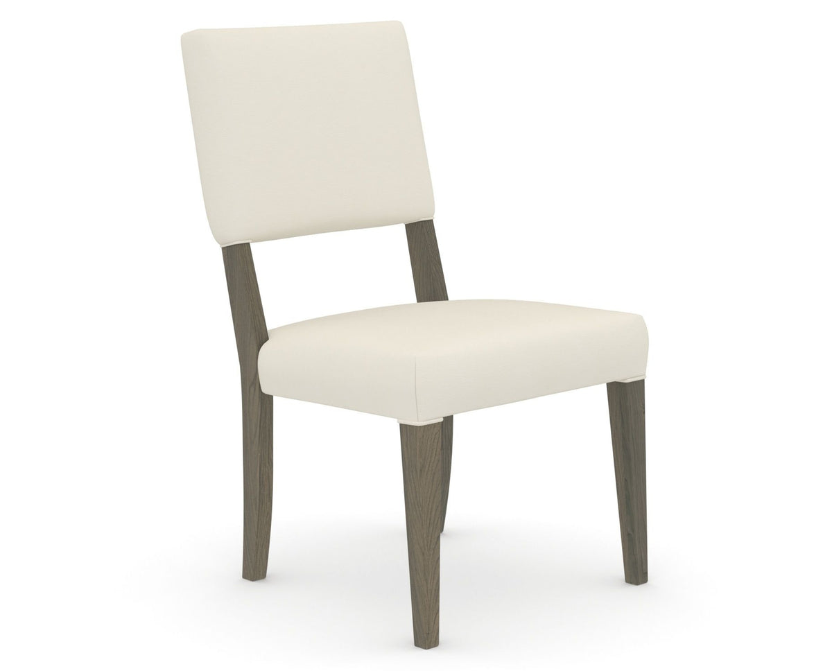 Canadel Upholstered Dining Chair 5051 in YJ Faux Leather and 08 Shadow, three-quarter view