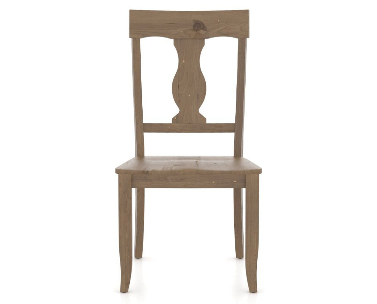 Canadel Champlain Dining Chair 5077 in Wood Seat and 25 Pecan Washed, front view
