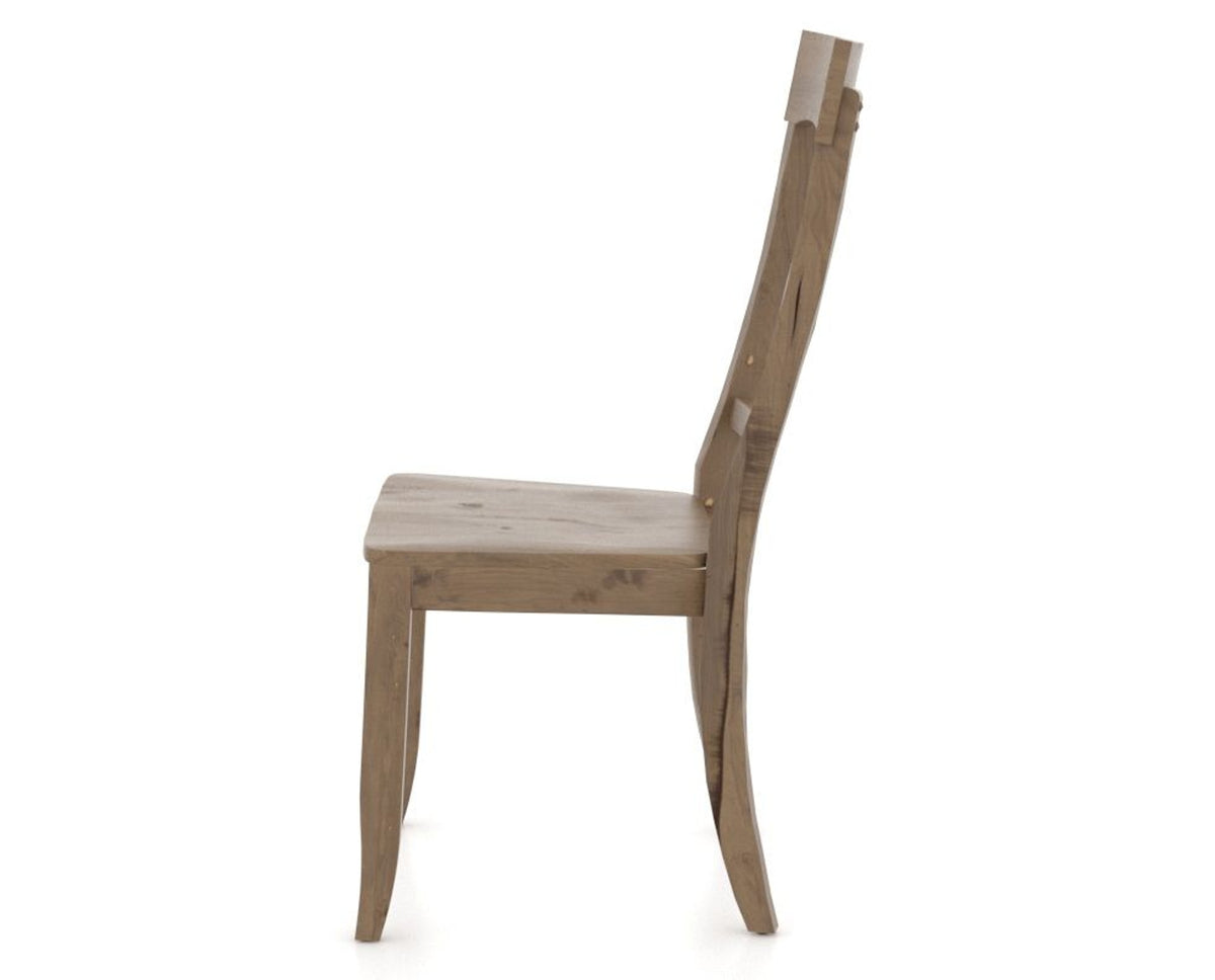 Canadel Champlain Dining Chair 5077 in Wood Seat and 25 Pecan Washed, side view
