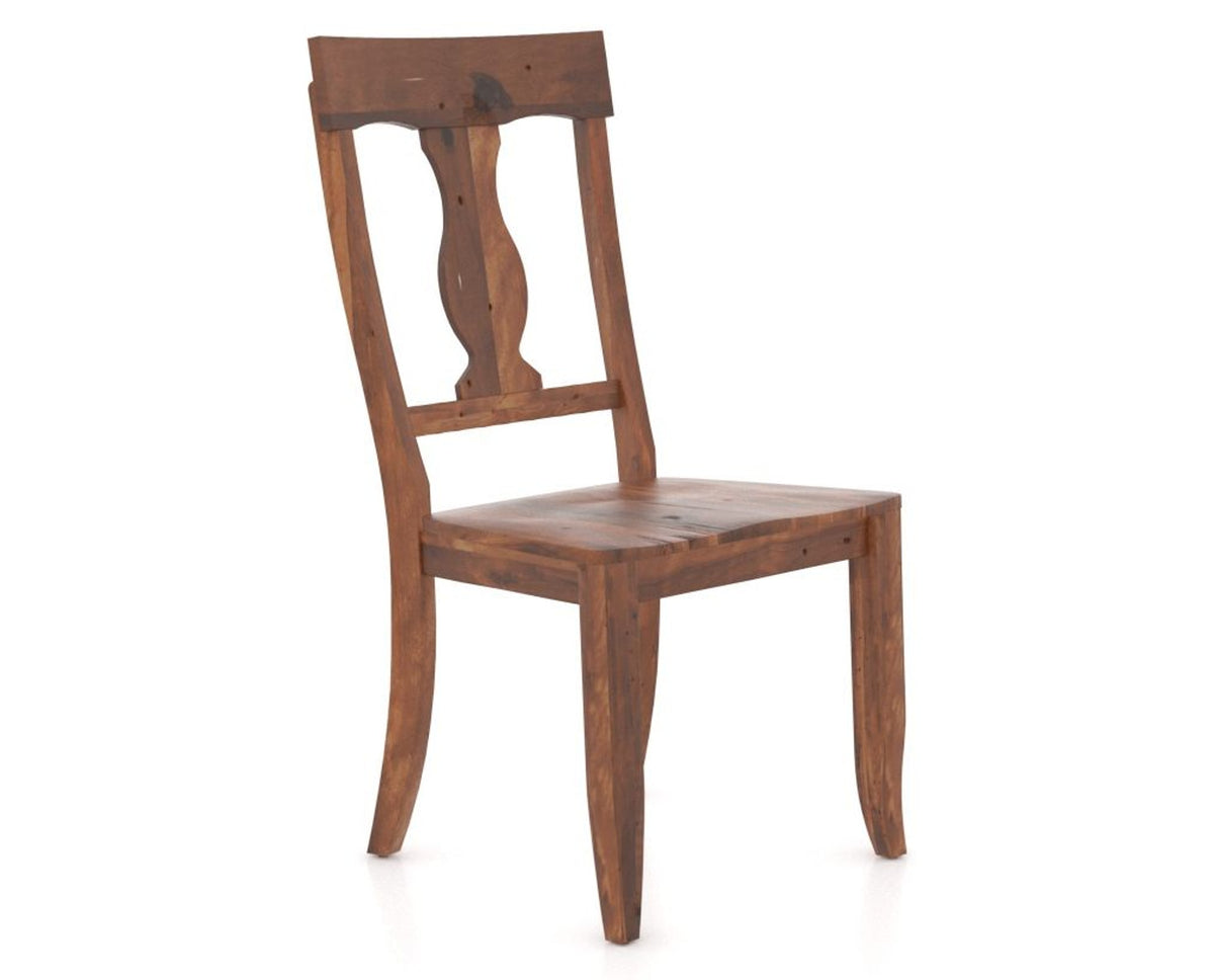 Canadel Champlain Dining Chair 5077 in Wood Seat and 33 Spice Washed, three-quarter view