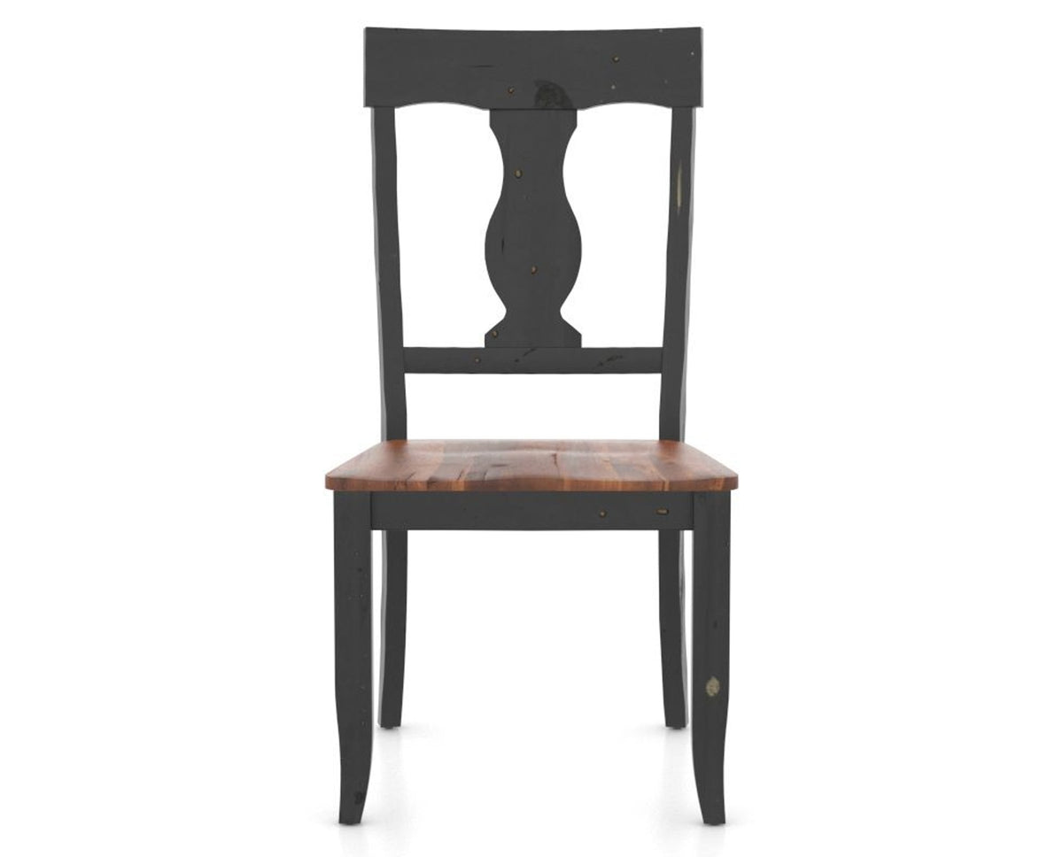 Canadel Champlain Dining Chair 5077 in Wood Seat and 63 Black / 33 Spice Washed, front view