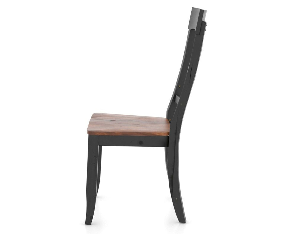 Canadel Champlain Dining Chair 5077 in Wood Seat and 63 Black / 33 Spice Washed, side view