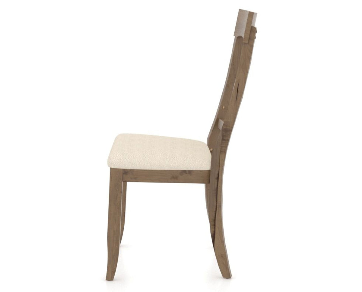 Canadel Champlain Dining Chair 5077 in 6K Sunbrella® and 25 Pecan Washed, side view