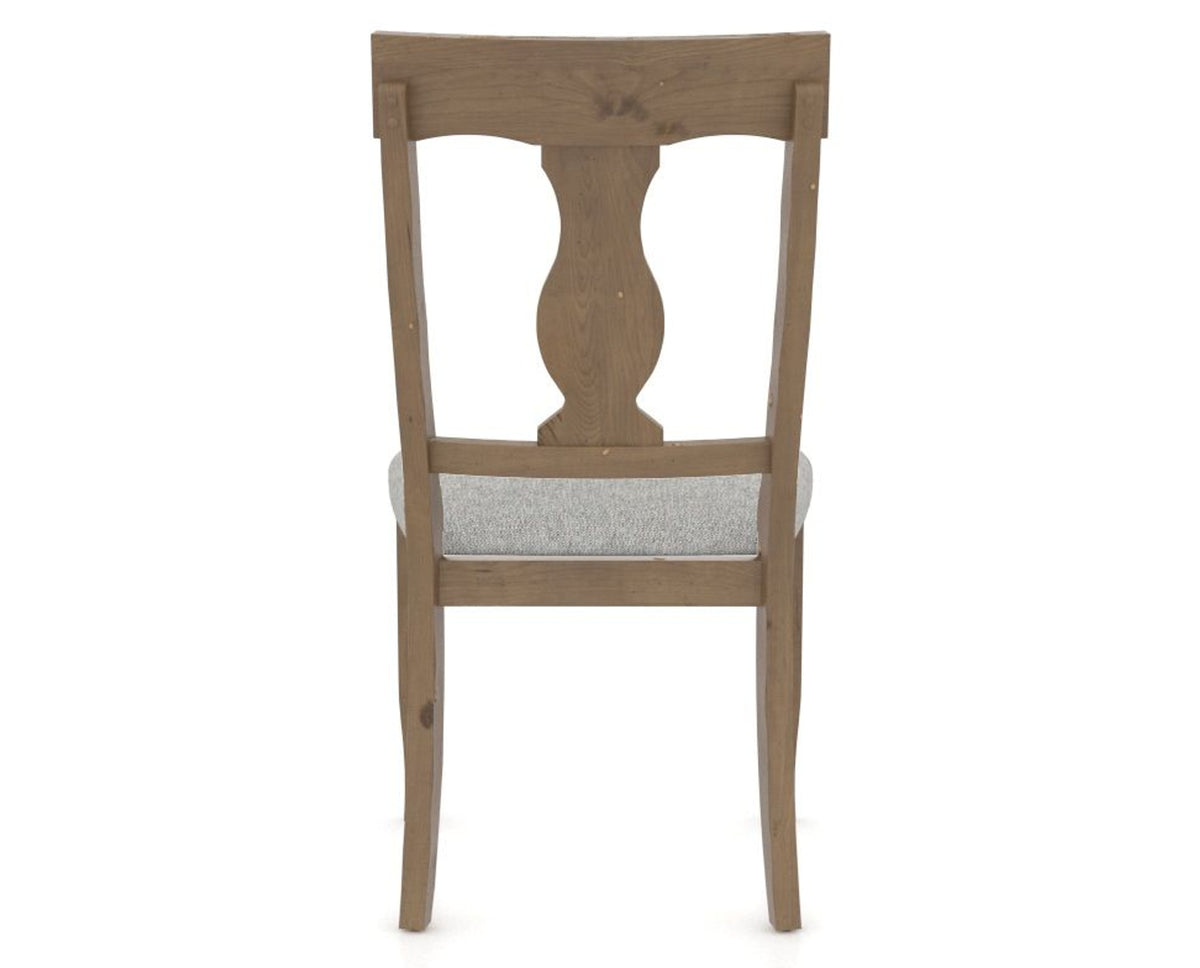Canadel Champlain Dining Chair 5077 in 7C Fabric and 25 Pecan Washed, back view