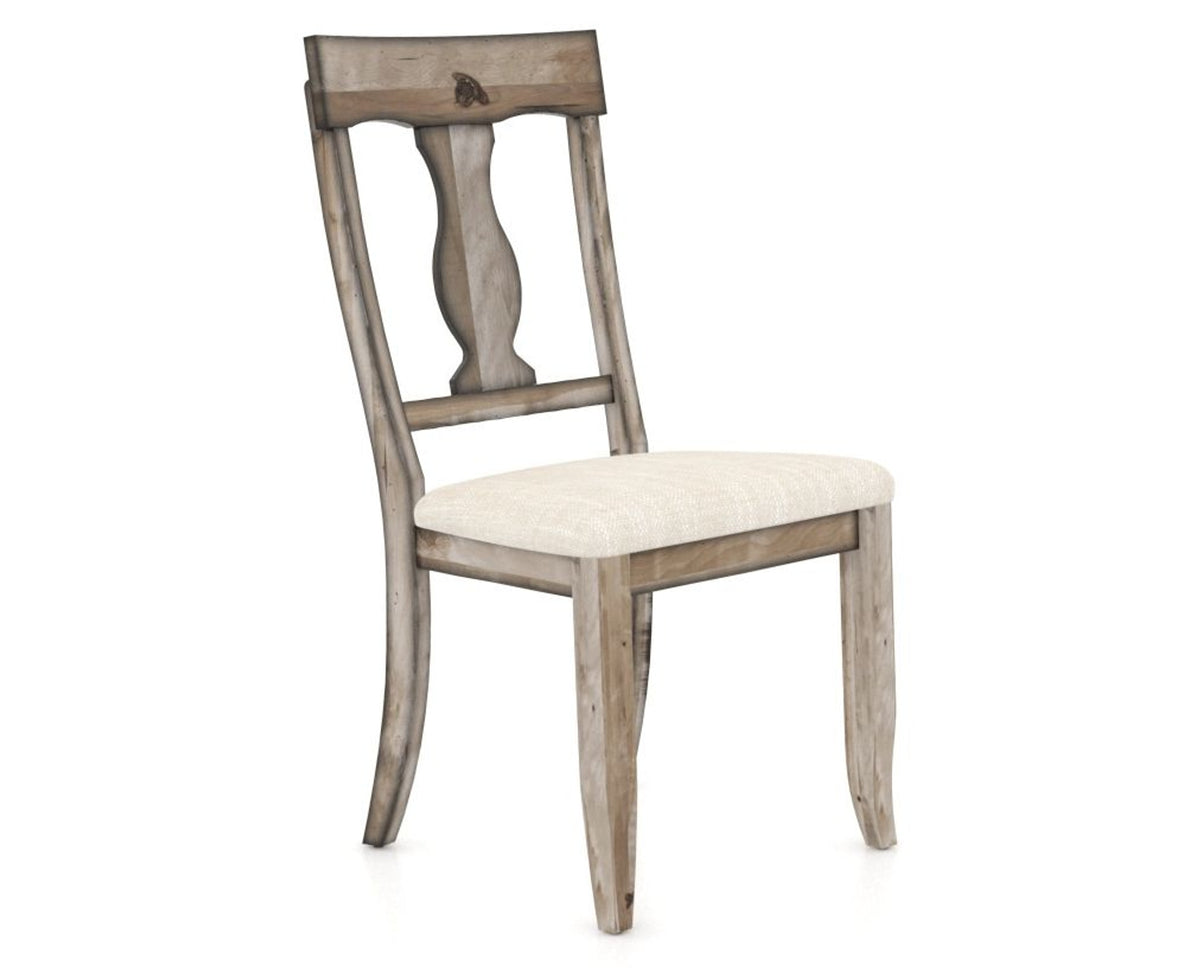 Canadel Champlain Dining Chair 5077 in FT InsideOut® and 72 Heritage Nature, three-quarter view