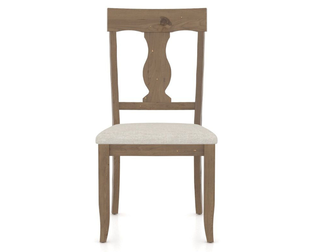 Canadel Champlain Dining Chair 5077 in TB Fabric and 25 Pecan Washed, front view