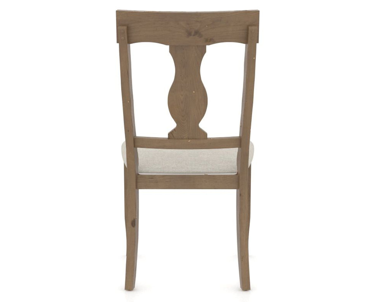Canadel Champlain Dining Chair 5077 in TB Fabric and 25 Pecan Washed, back view