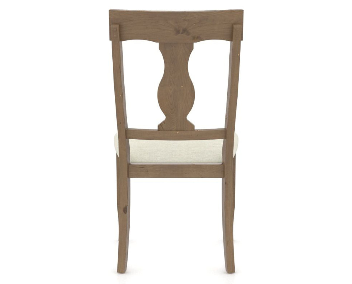 Canadel Champlain Dining Chair 5077 in TW Fabric and 25 Pecan Washed, back view