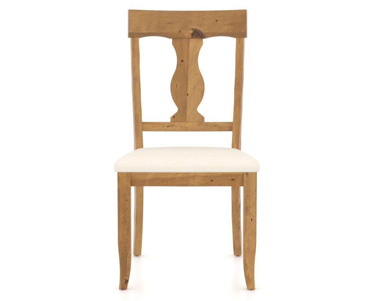 Canadel Champlain Dining Chair 5077 in YJ Faux Leather and 01 Honey Washed, front view