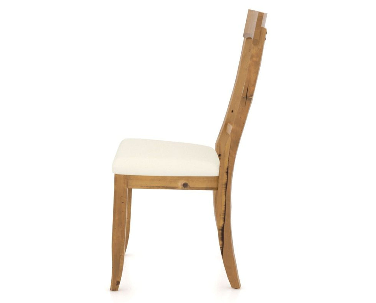 Canadel Champlain Dining Chair 5077 in YJ Faux Leather and 01 Honey Washed, side view