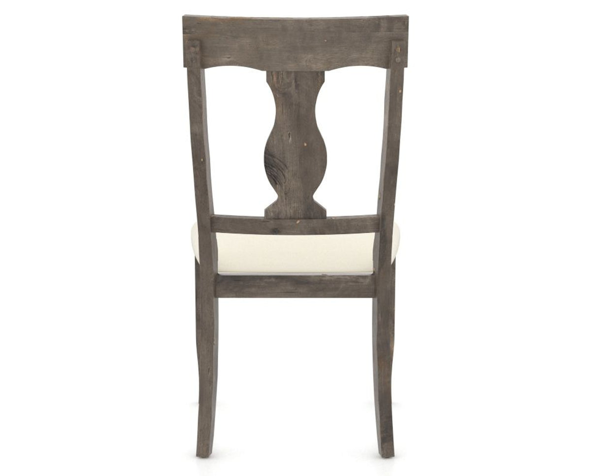 Canadel Champlain Dining Chair 5077 in YJ Faux Leather and 08 Shadow, back view