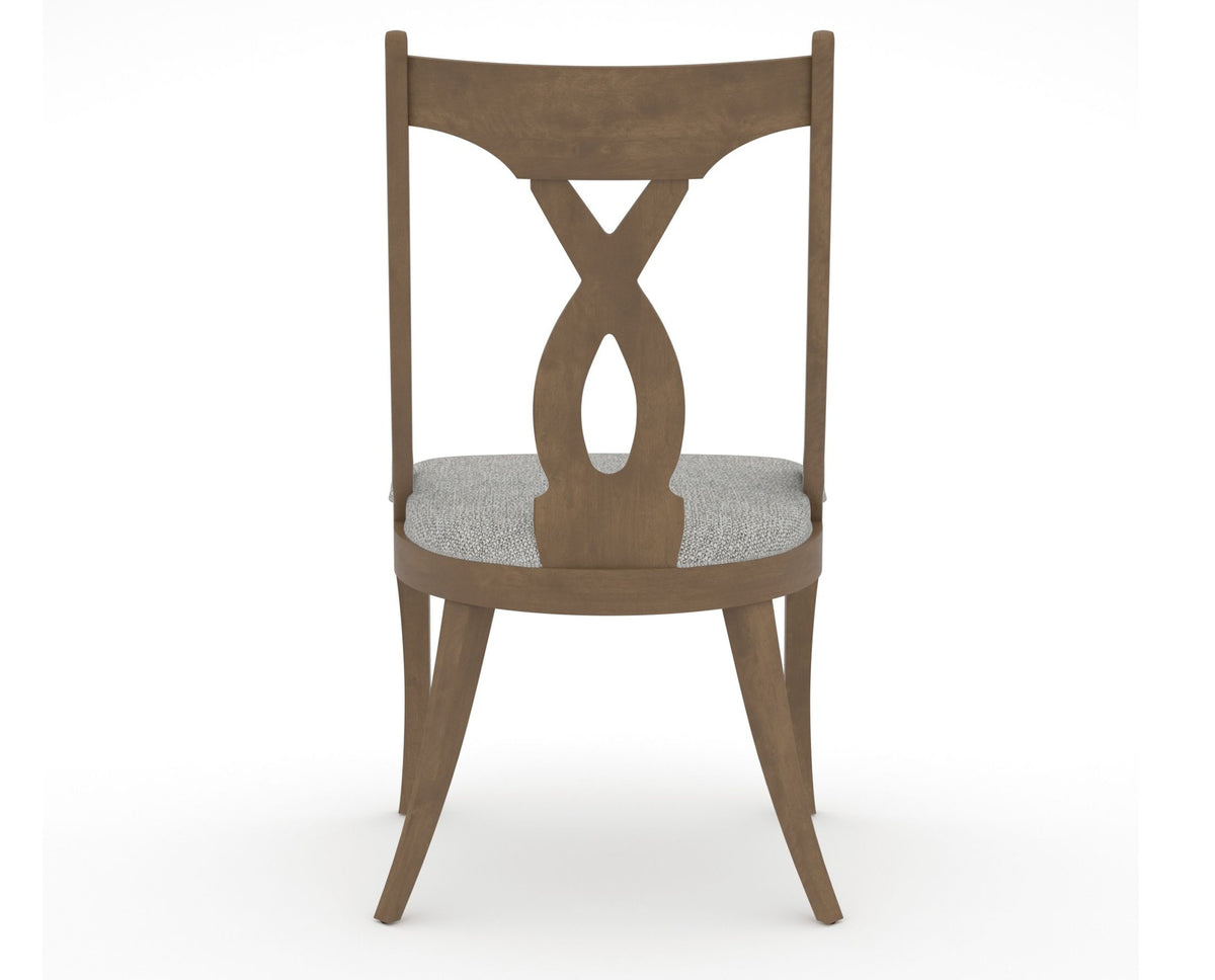 Canadel Upholstered Dining Chair 5160 in 7C Fabric and 25 Pecan Washed, back view
