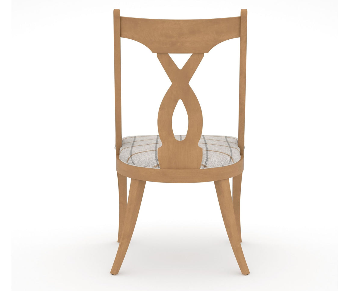 Canadel Upholstered Dining Chair 5160 in OZ Fabric and 20 Caramel Washed, back view
