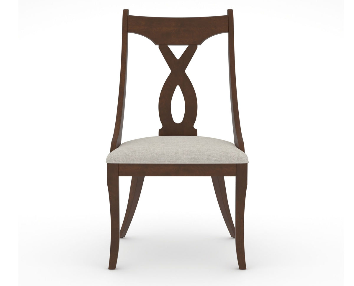Canadel Upholstered Dining Chair 5160 in TB Fabric and 19 Cognac Washed, front view