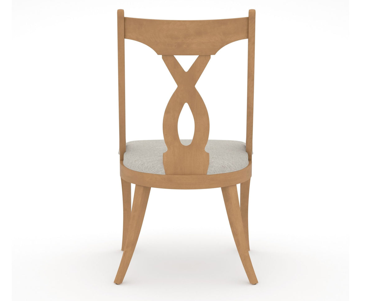 Canadel Upholstered Dining Chair 5160 in TB Fabric and 20 Caramel Washed, back view