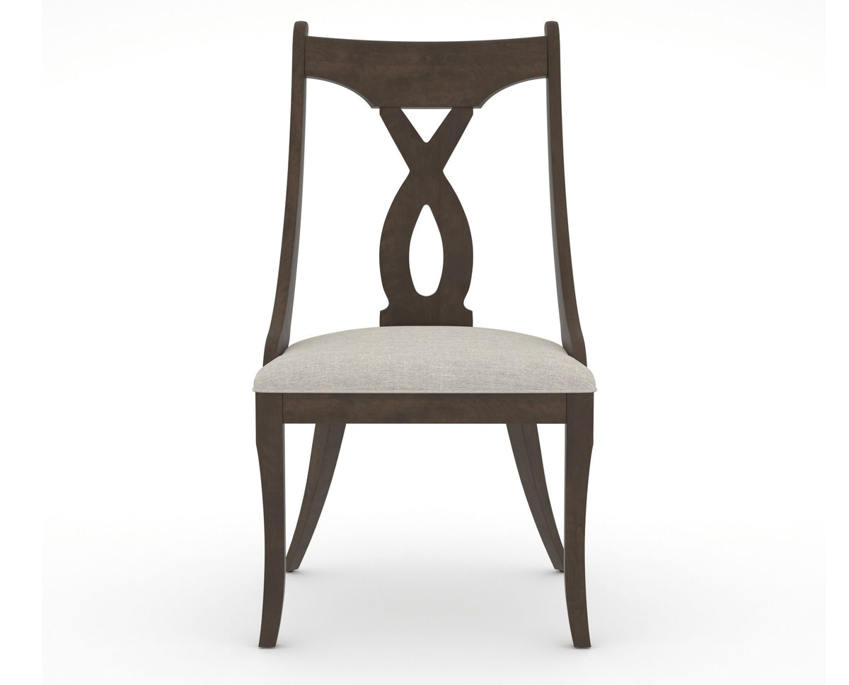 Canadel Upholstered Dining Chair 5160 in TB Fabric and 29 Hazelnut Washed, front view