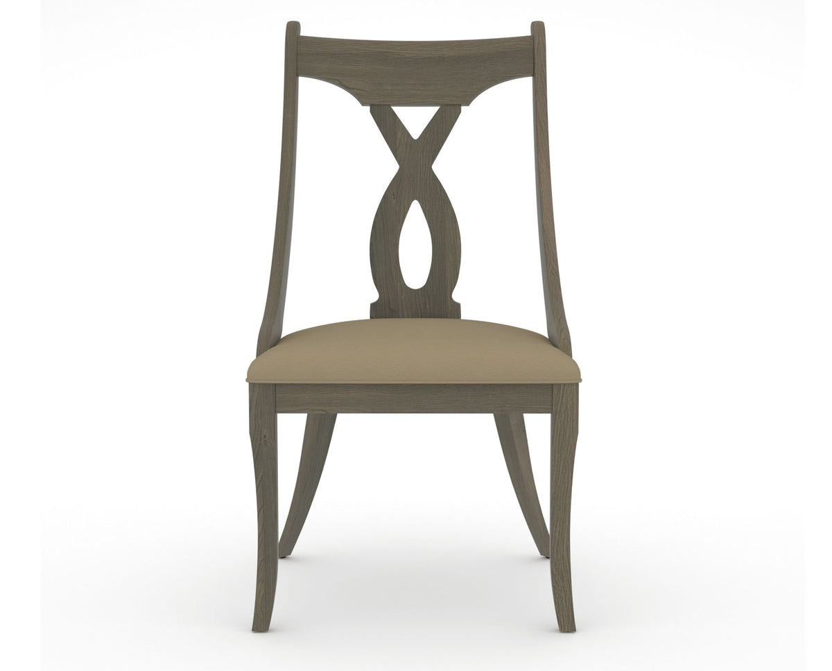 Canadel Upholstered Dining Chair 5160 in XY Faux Leather and 08 Shadow, front view