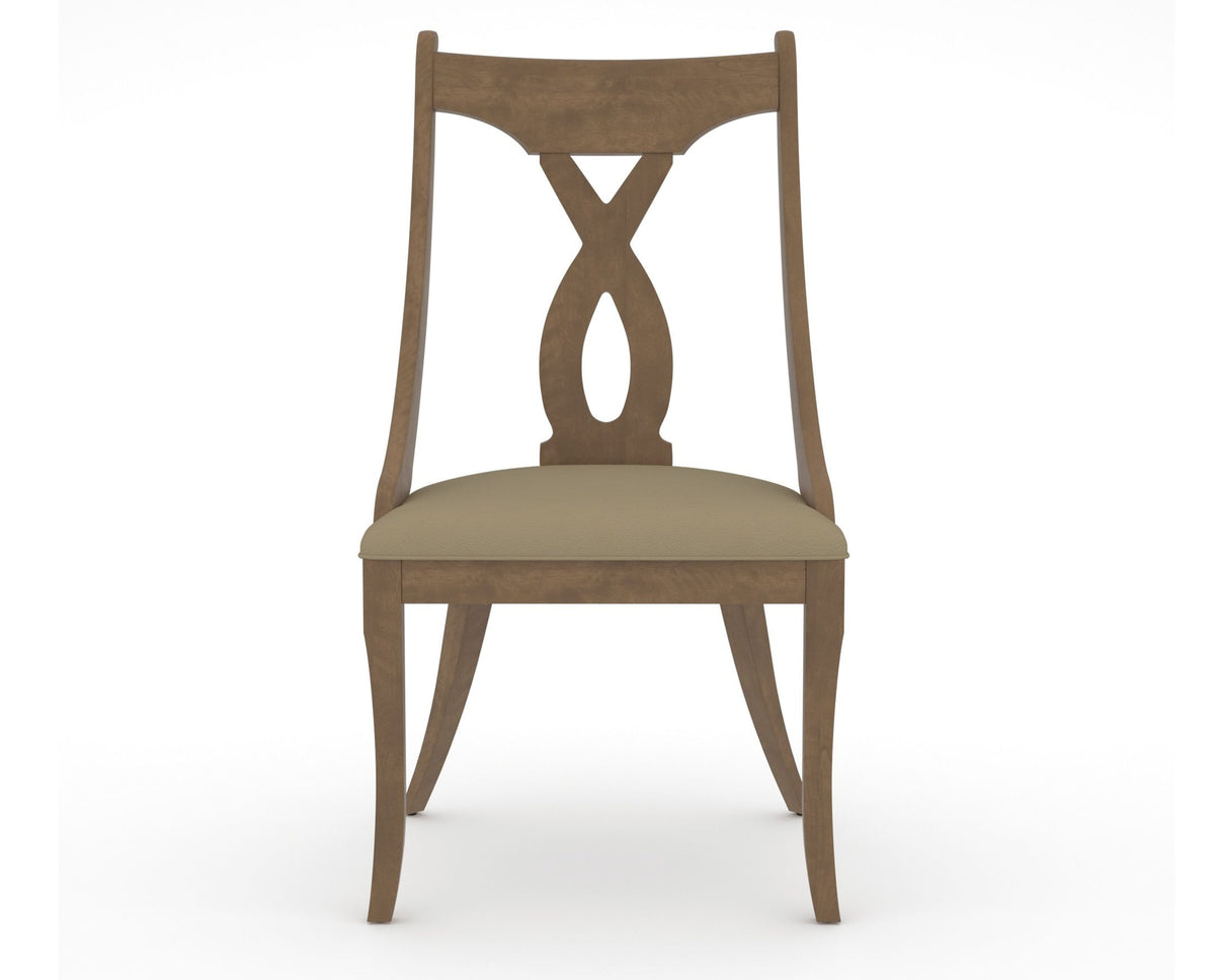 Canadel Upholstered Dining Chair 5160 in XY Faux Leather and 25 Pecan Washed, front view