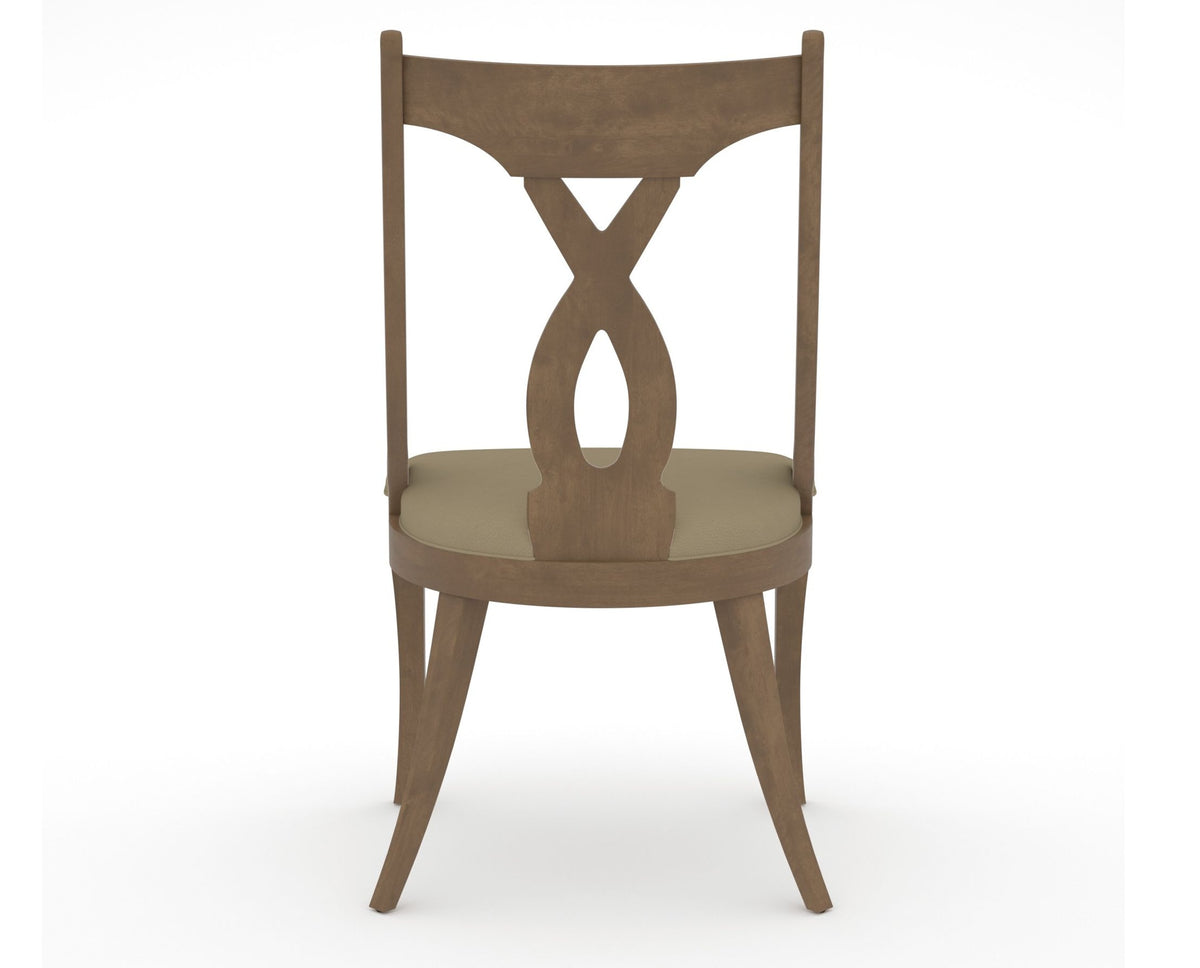 Canadel Upholstered Dining Chair 5160 in XY Faux Leather and 25 Pecan Washed, back view