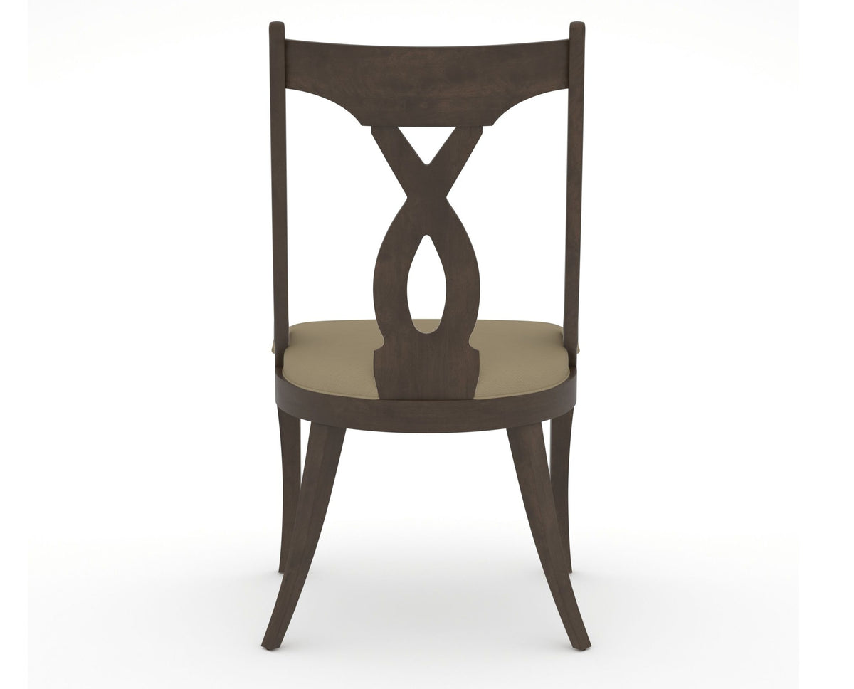 Canadel Upholstered Dining Chair 5160 in XY Faux Leather and 29 Hazelnut Washed, back view