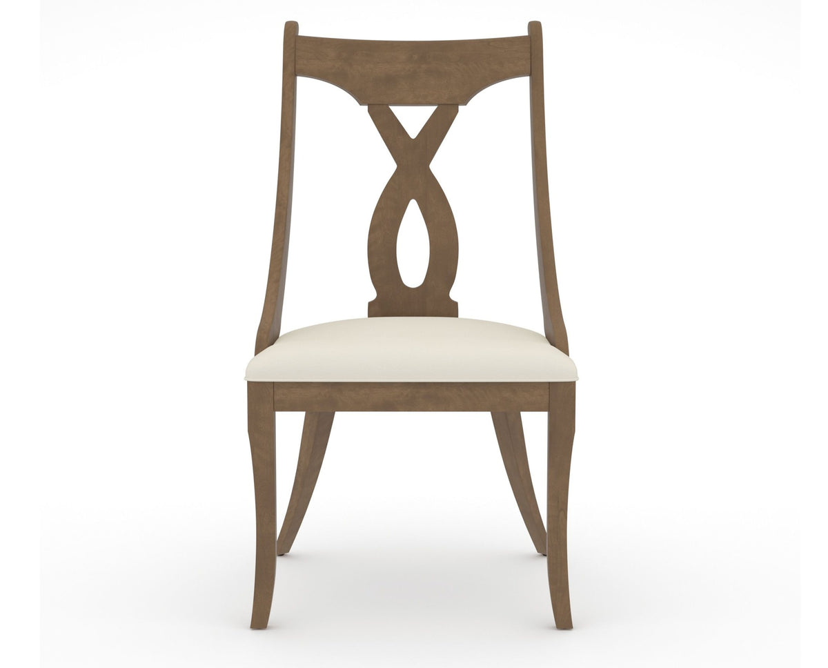 Canadel Upholstered Dining Chair 5160 in YJ Faux Leather and 25 Pecan Washed, front view