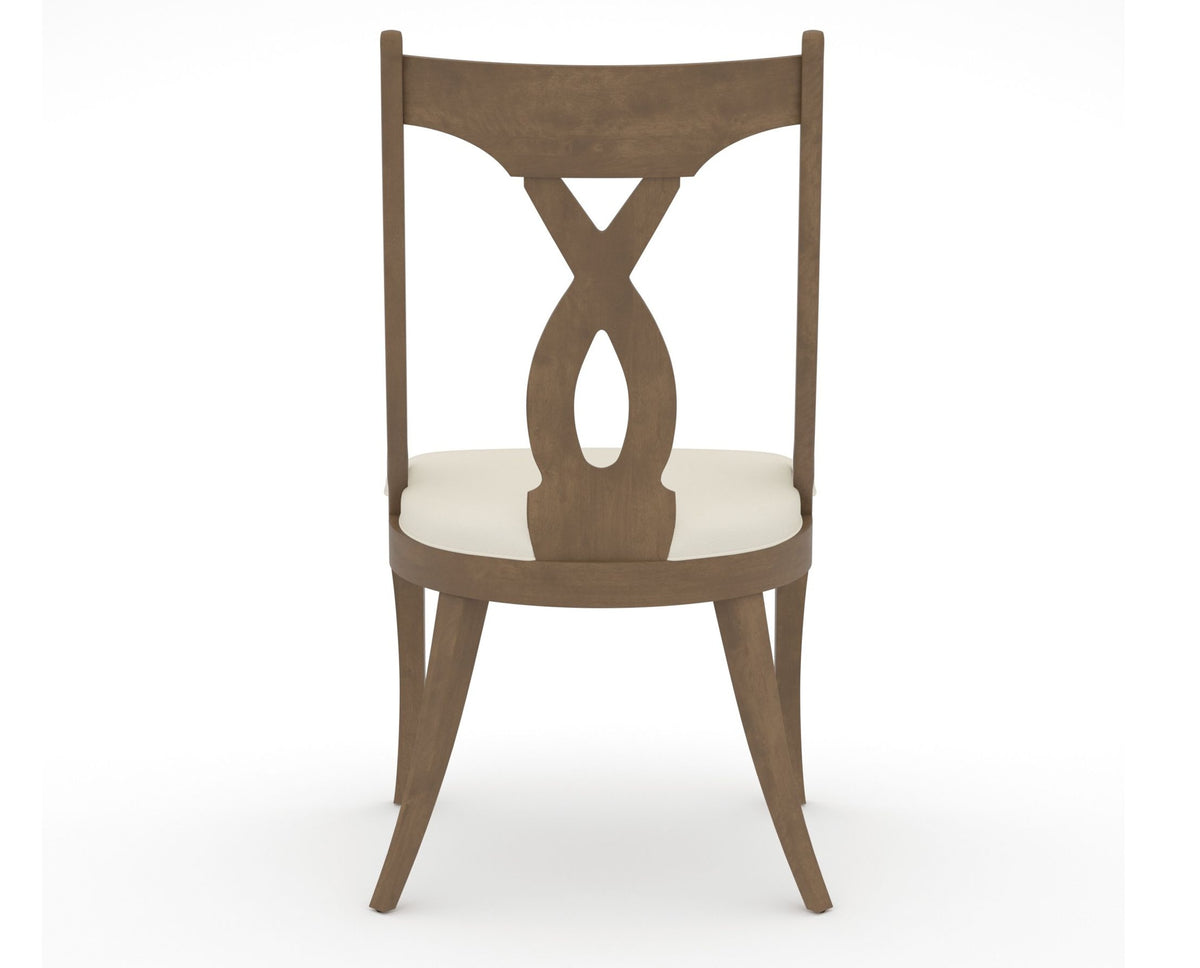 Canadel Upholstered Dining Chair 5160 in YJ Faux Leather and 25 Pecan Washed, back view