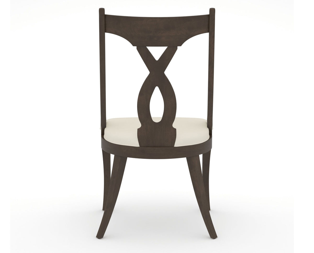 Canadel Upholstered Dining Chair 5160 in YJ Faux Leather and 29 Hazelnut Washed, back view