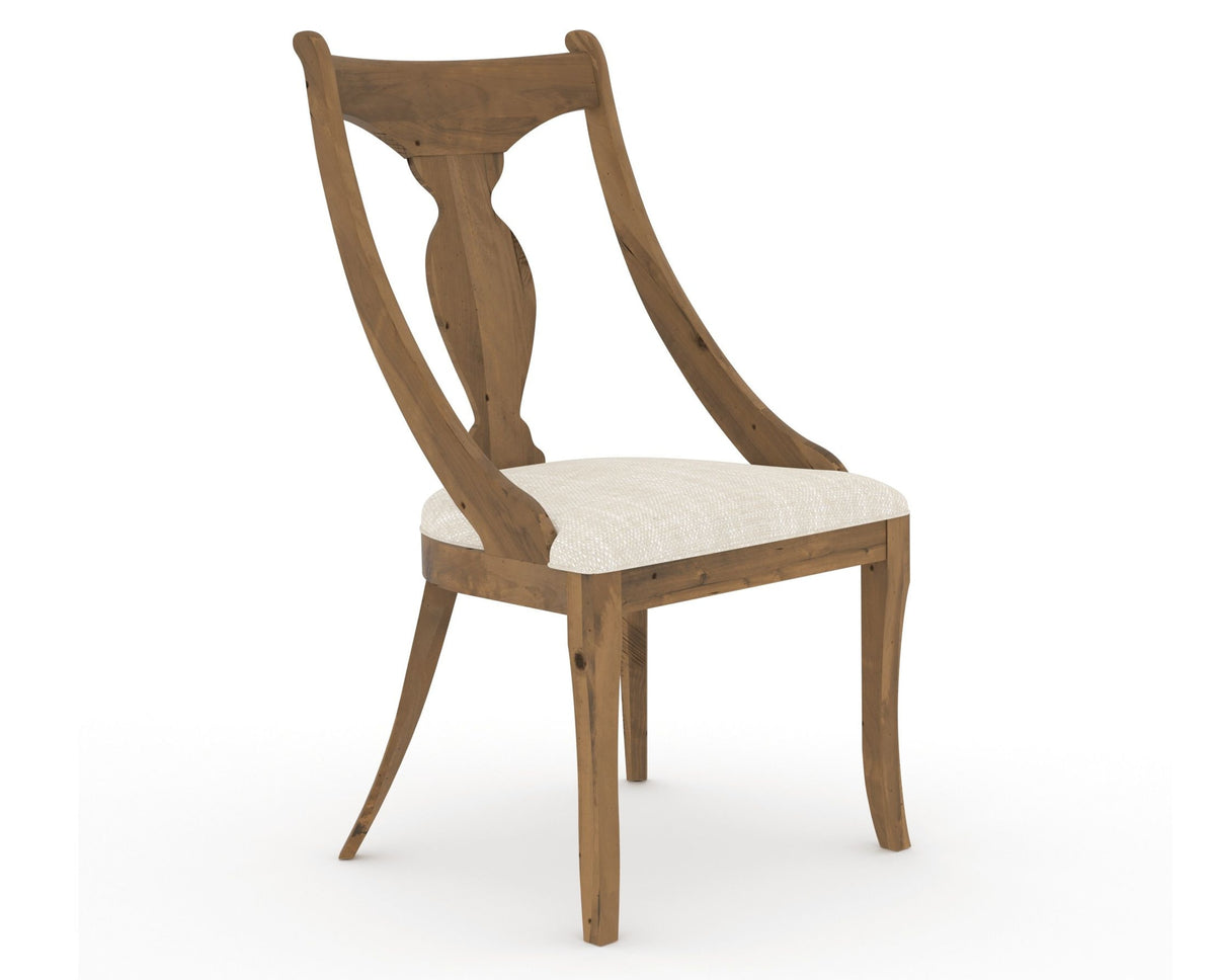 Canadel Champlain Upholstered Dining Chair 5161 in FT InsideOut® and 03 Oak Washed, three-quarter view
