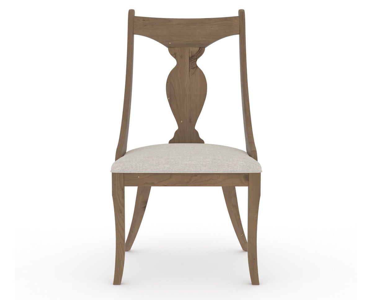Canadel Champlain Upholstered Dining Chair 5161 in TB Fabric and 25 Pecan Washed, front view