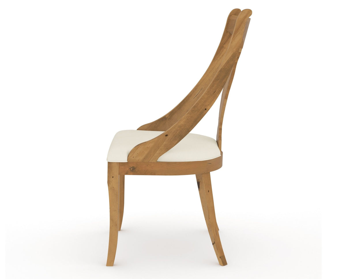 Canadel Champlain Upholstered Dining Chair 5161 in YJ Faux Leather and 01 Honey Washed, side view