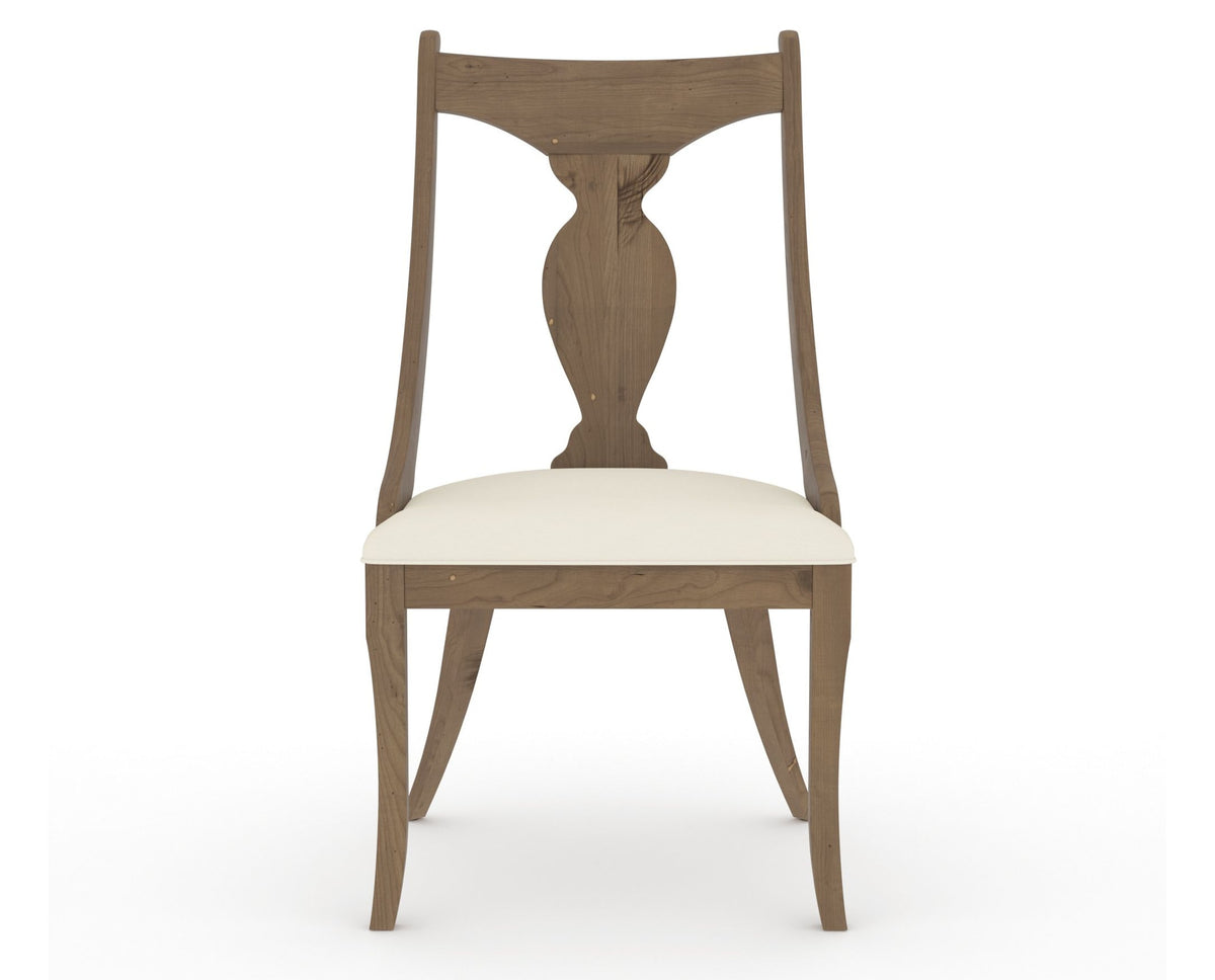 Canadel Champlain Upholstered Dining Chair 5161 in YJ Faux Leather and 25 Pecan Washed, front view