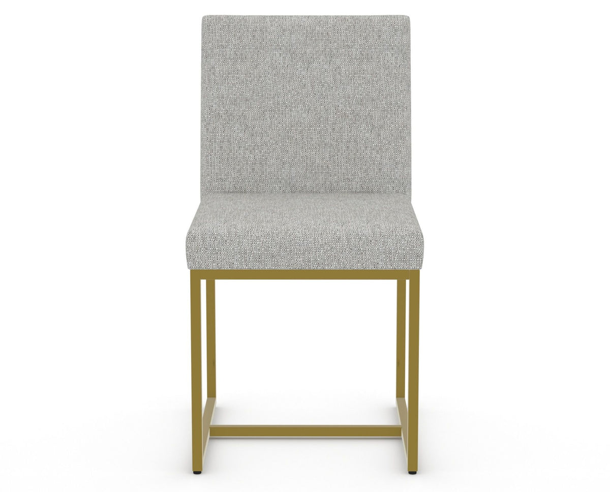 Canadel Modern Upholstered Dining Chair 5174 in 7C Fabric with a gold metal frame, front view
