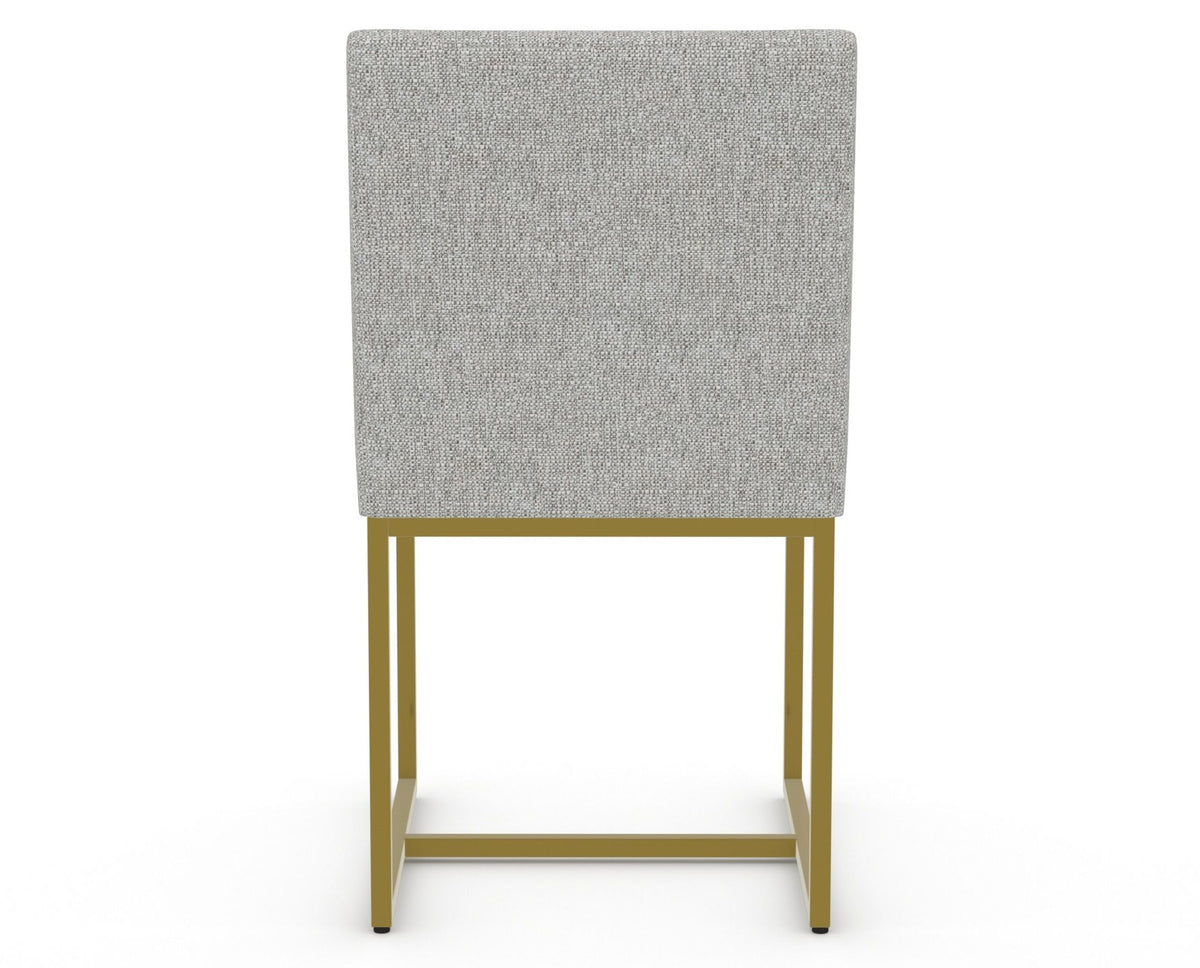 Canadel Modern Upholstered Dining Chair 5174 in 7C Fabric with a gold metal frame, back view
