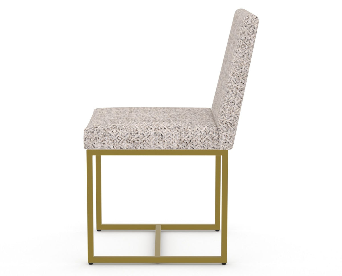Canadel Modern Upholstered Dining Chair 5174 in FP Crypton® with a gold metal frame, side view