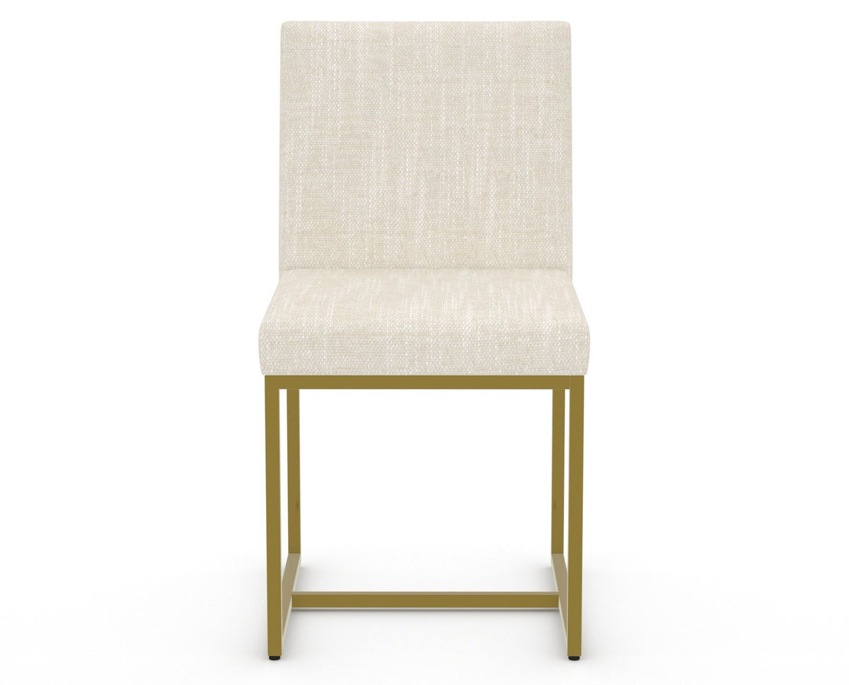 Canadel Modern Upholstered Dining Chair 5174 in FT InsideOut® with a gold metal frame, front view