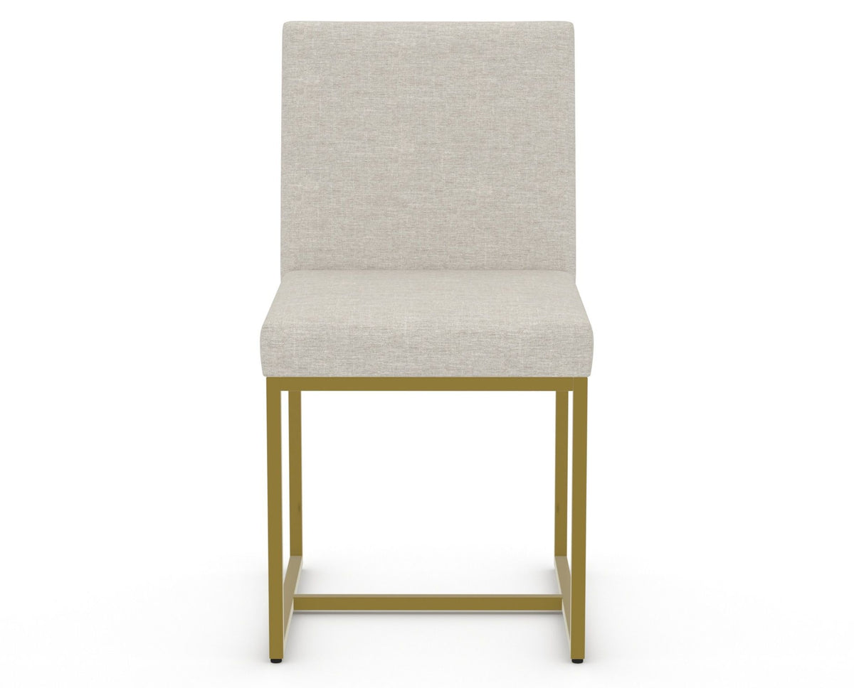 Canadel Modern Upholstered Dining Chair 5174 in TB Fabric with a gold metal frame, front view
