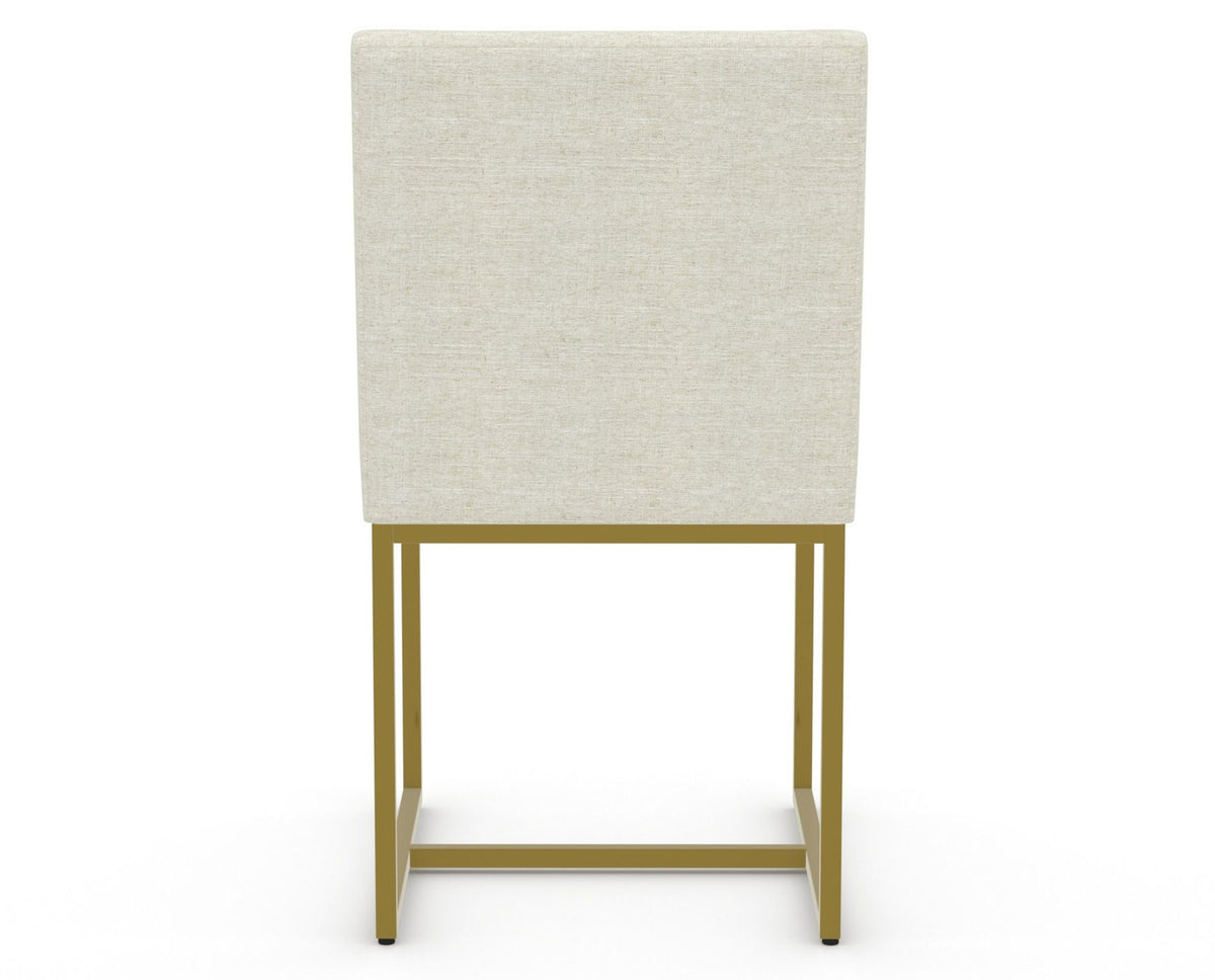 Canadel Modern Upholstered Dining Chair 5174 in TW Fabric with a gold metal frame, back view