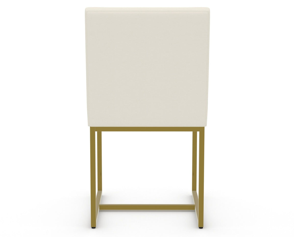 Canadel Modern Upholstered Dining Chair 5174 in YJ Faux Leather with a gold metal frame, back view