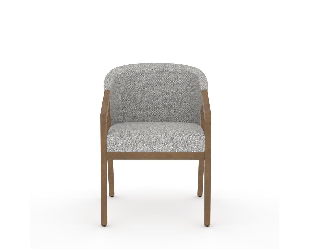 Canadel Modern Angle Dining Chair in Pecan Washed, 7C Fabric, front view