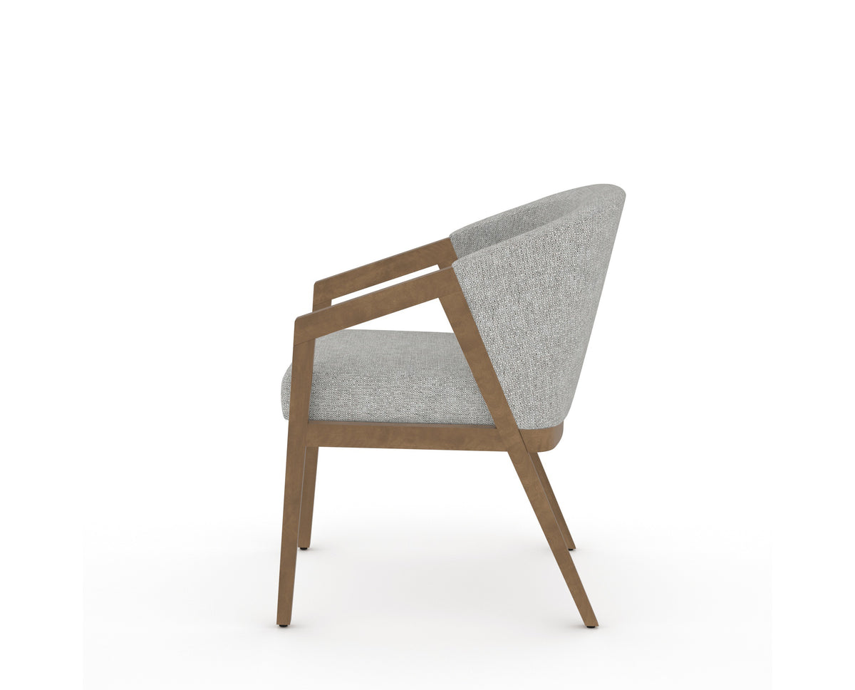 Canadel Modern Angle Dining Chair in Pecan Washed, 7C Fabric, side view