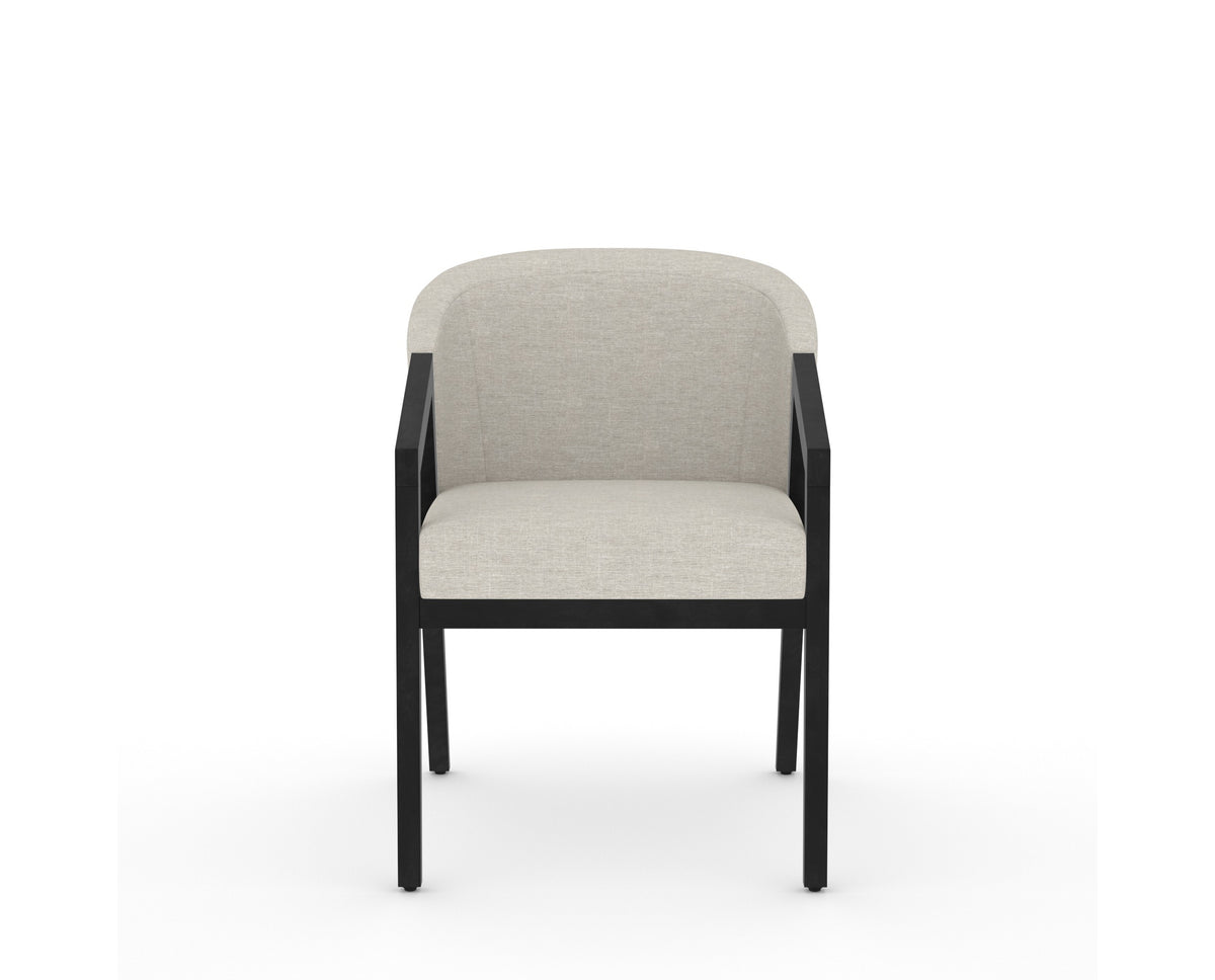 Canadel Modern Angle Dining Chair in Dark Smoke, TB Fabric, front view