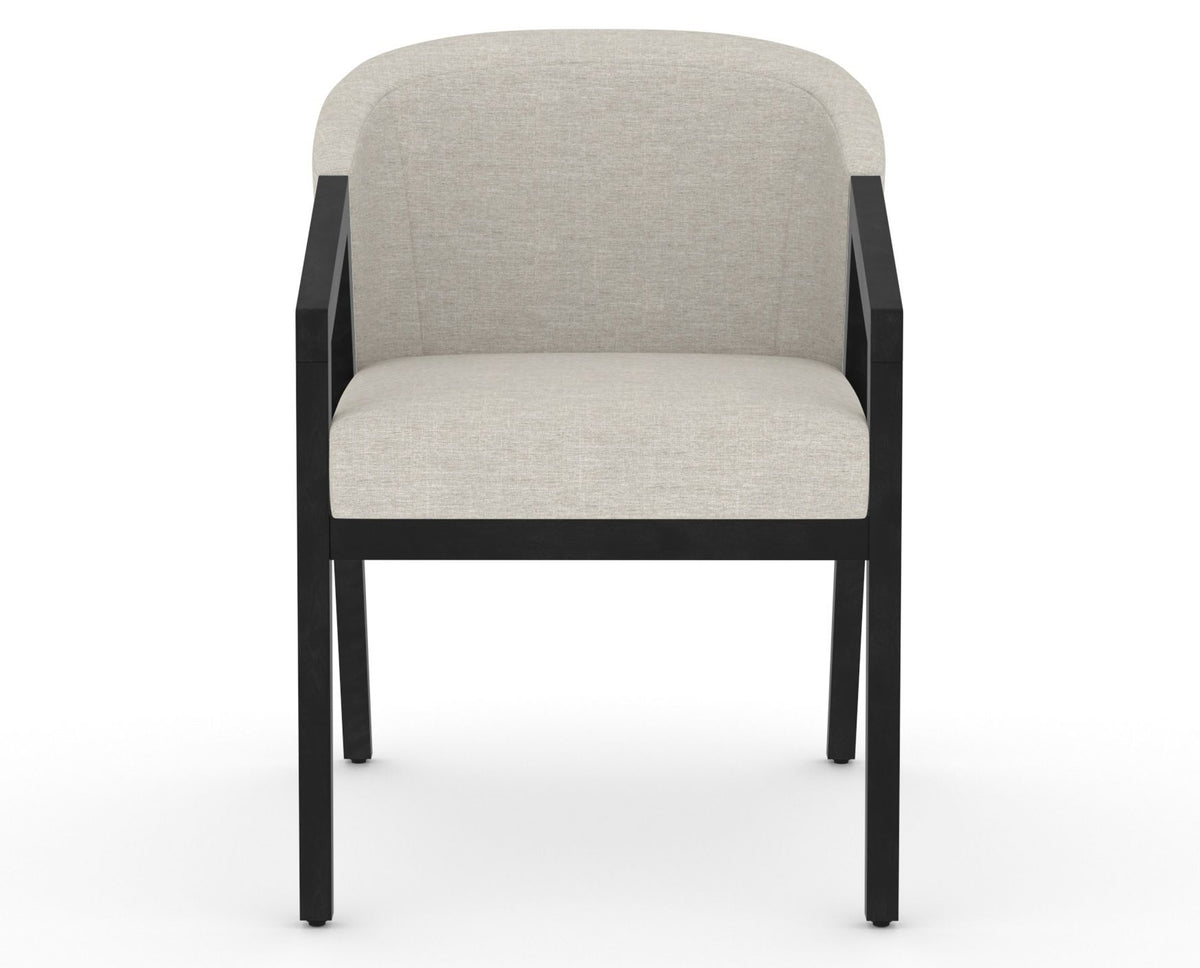 Canadel Modern Angle Dining Chair in Dark Smoke, TB Fabric, front view