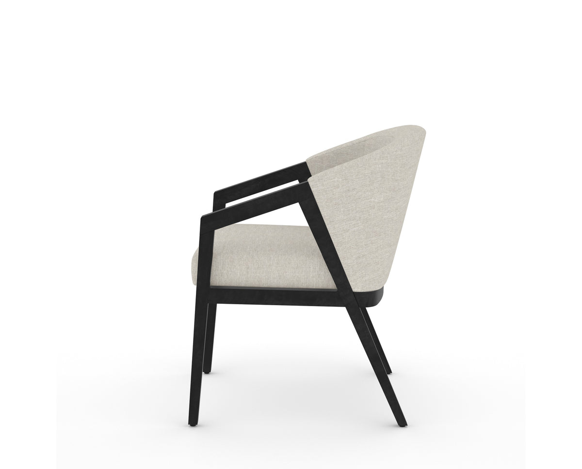 Canadel Modern Angle Dining Chair in Dark Smoke, TB Fabric, side view