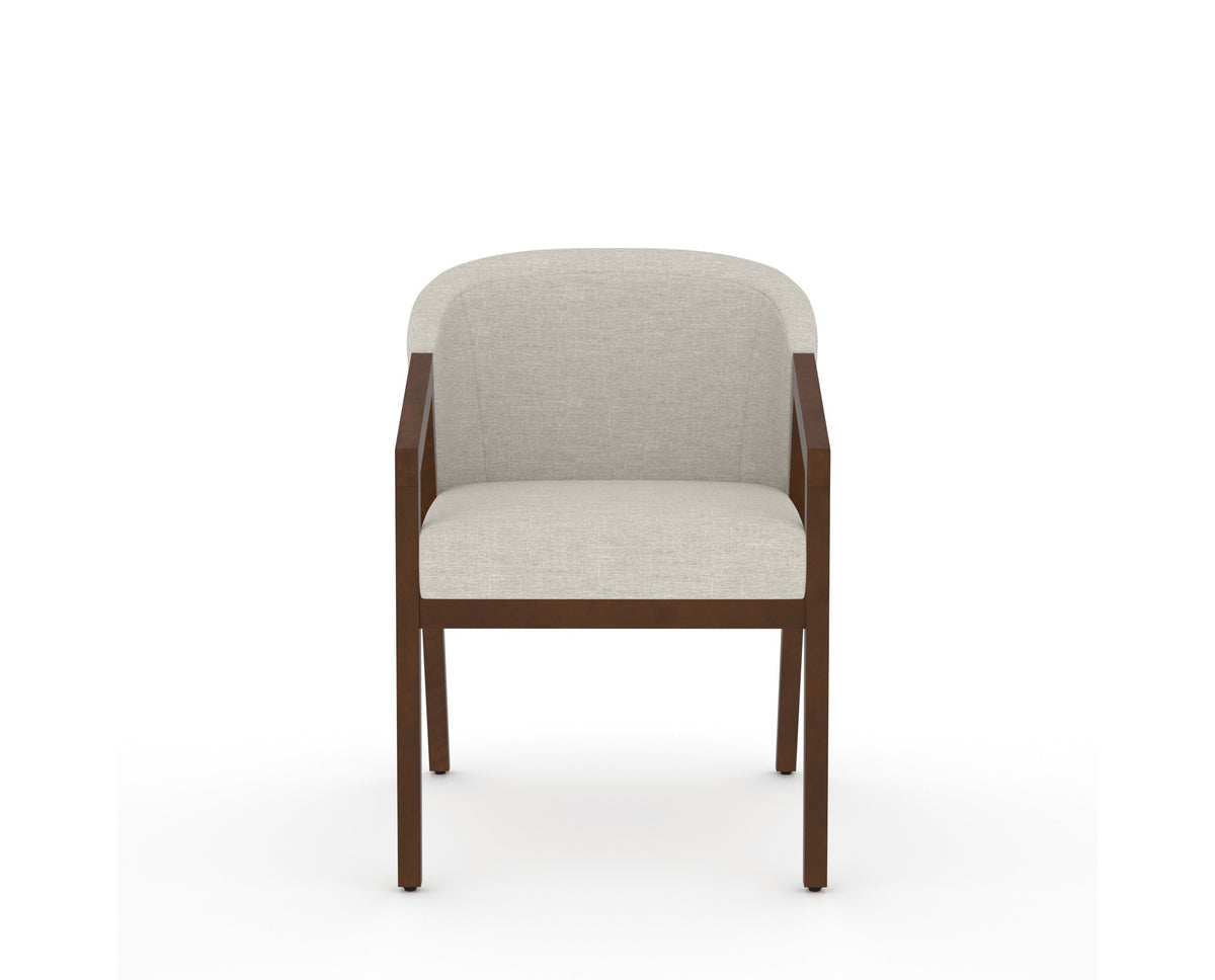Canadel Modern Angle Dining Chair in Cognac Washed, TB Fabric, front view