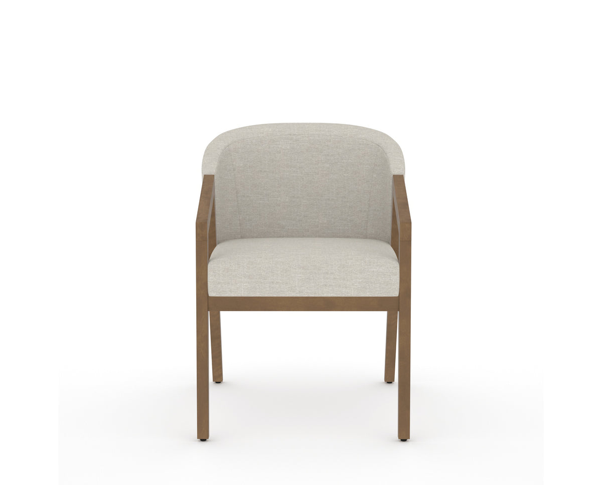 Canadel Modern Angle Dining Chair in Pecan Washed, TB Fabric, front view